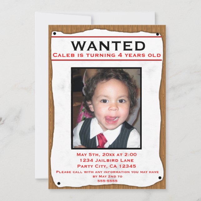 WANTED Old Western Photo flyer party invitation (Front)