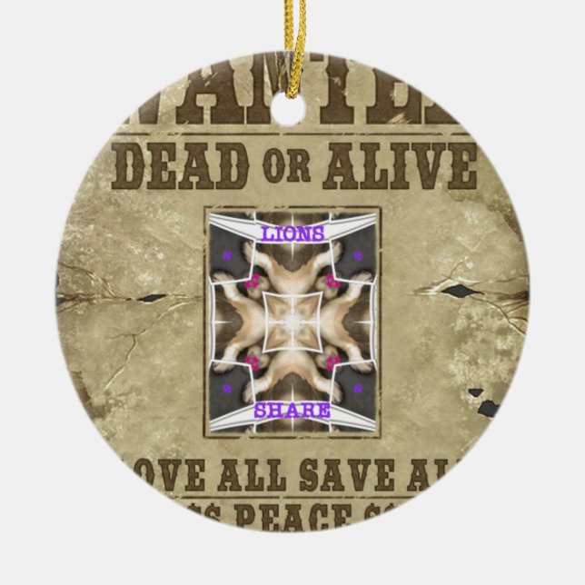 Wanted Peace Ceramic Ornament (Front)