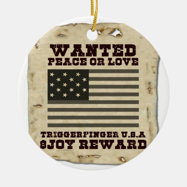 Wanted Peace Inspired Text Design Ceramic Ornament (Front)