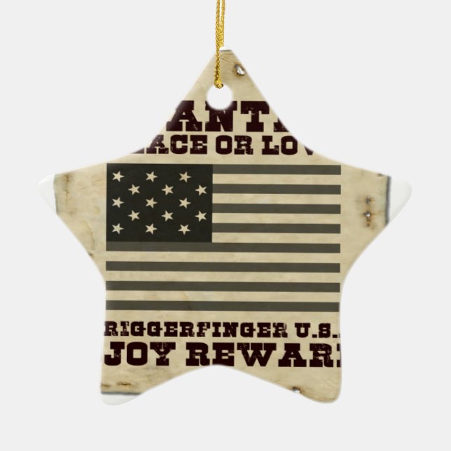 Wanted Peace Inspired Text Design Ceramic Ornament (Front)