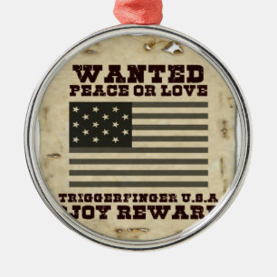 Wanted Peace Inspired Text Design Metal Ornament