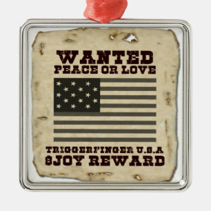 Wanted Peace Inspired Text Design Metal Ornament