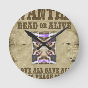 Wanted Peace Round Clock