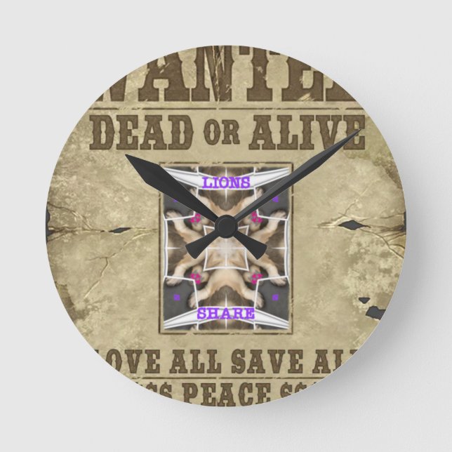 Wanted Peace Round Clock (Front)