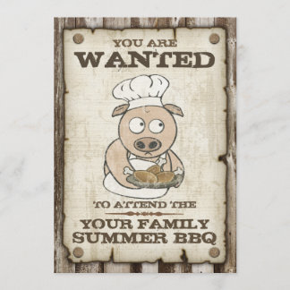 Wanted Pig BBQ Invitations