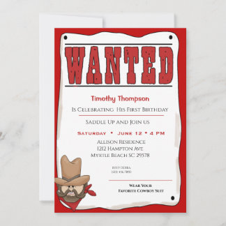 Wanted Poster Birthday Invitation