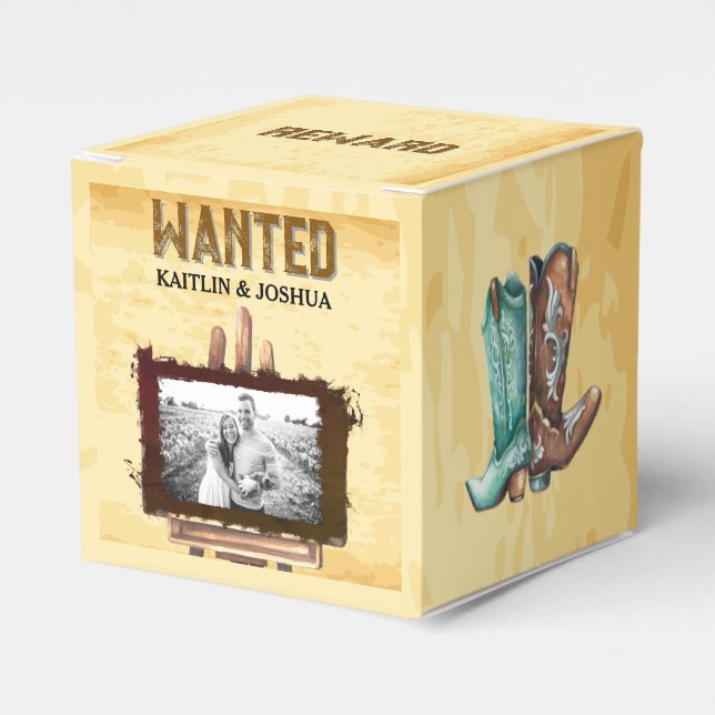 WANTED Poster 🤠 Cowboy Boots Wedding Favor Box (Front Side)