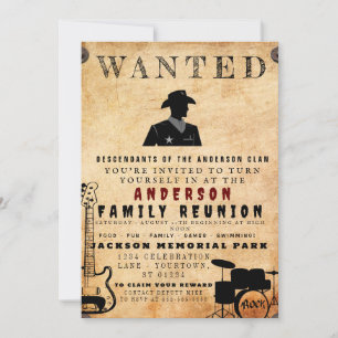 Wanted Poster Family Reunion Barbeque Invitation