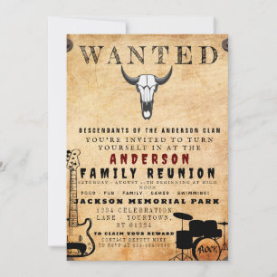 Wanted Poster Family Reunion Barbeque Invitation