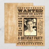Wanted Poster, Vintage Western Birthday
