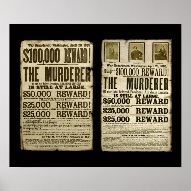 Wanted/Reward Poster Duo: Booth, Surratt, Harold (Front)