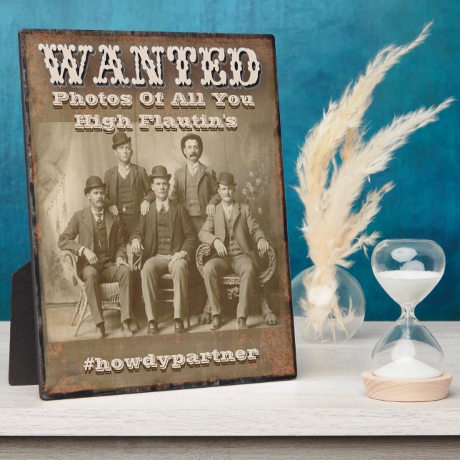 Wanted Rustic Wedding Hashtag Display Poster Plaque (Side)