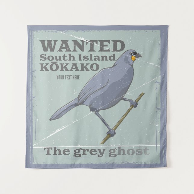 Wanted South Island Kokako Tapestry (Front)