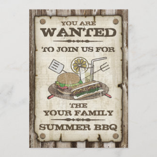 Wanted Style BBQ Invitations