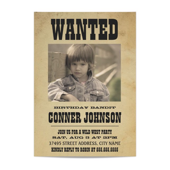 WANTED Vintage Birthday Party Invitation (Creator Uploaded)