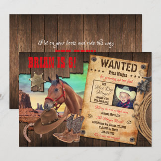Wanted Western Cowboy Invitation
