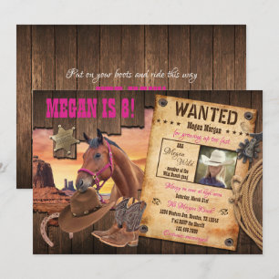 Wanted Western Cowgirl Invitation