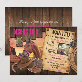Wanted Western Cowgirl Invitation
