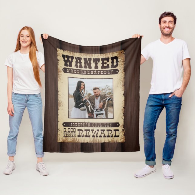 Wanted Wholeheartedly Western Poster Photo Fleece Blanket (In Situ)