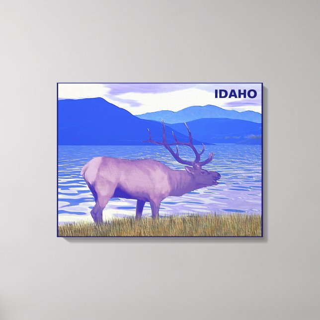 Wapiti (Elk) By The Lake Canvas Print (Front)