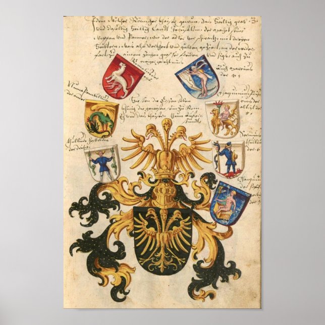 Wappen der Bayerischen Ritterschaft 1482 Poster (Front)