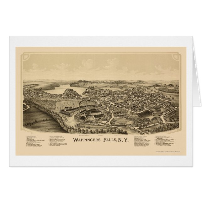 Wappingers Falls, carte panoramique de NY - 1889 (Devant horizontal)