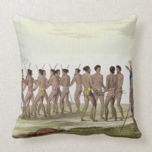 War Dance of the Caroline Islanders, plate 22 from Throw Pillow