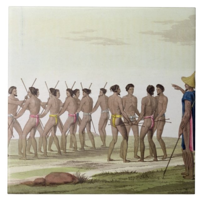War Dance of the Caroline Islanders, plate 22 from Tile (Front)