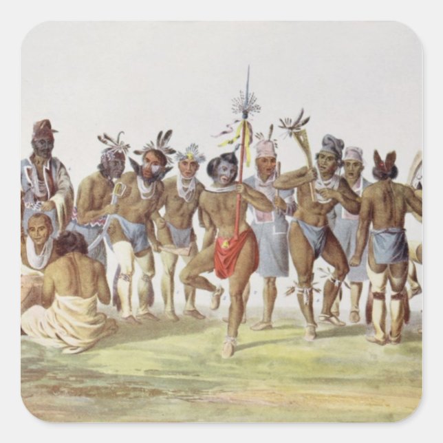 War Dance of the Sauks and Foxes Square Sticker (Front)