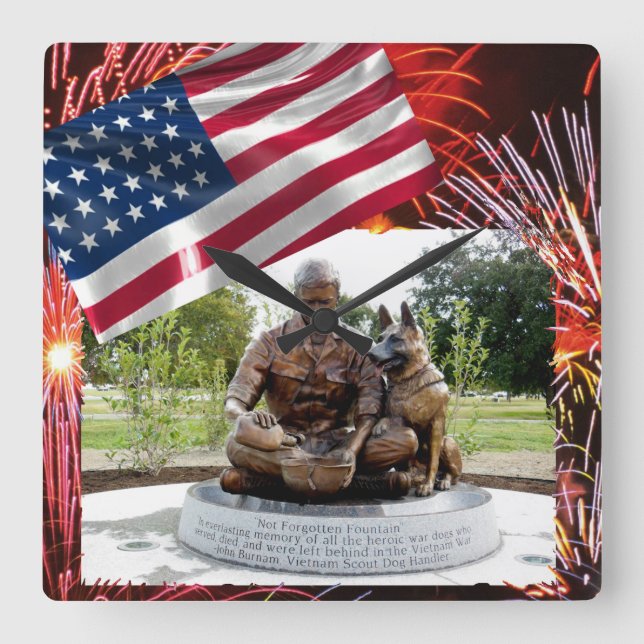 War Dog Memorial Square Wall Clock (Front)