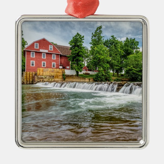 War Eagle Mill and Waterfall Metal Ornament (Front)