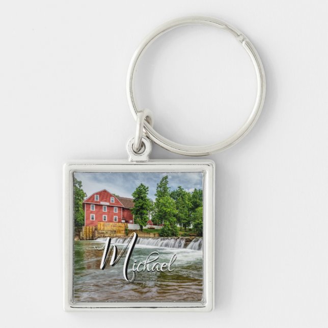 War Eagle Mill And Waterfall Square Keychain (Front)