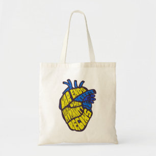War end when humanity begins - Heart Shaped Tote Bag