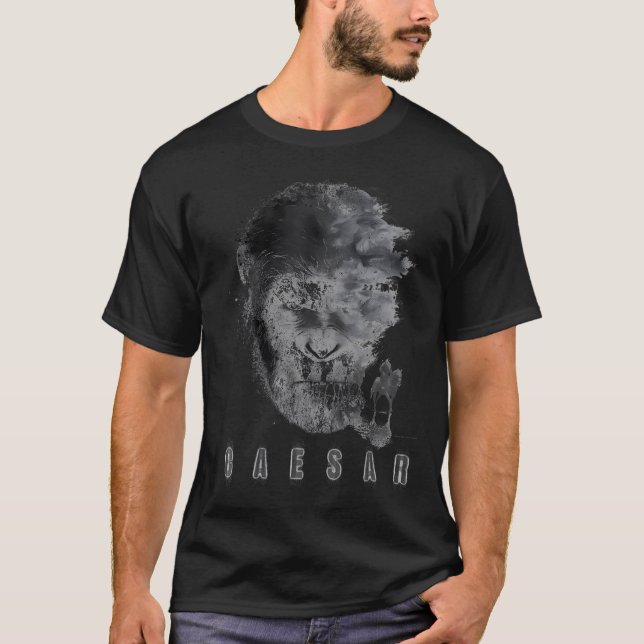 War For The Planet Of The Apes Monochrome Caesar   T-Shirt (Front)