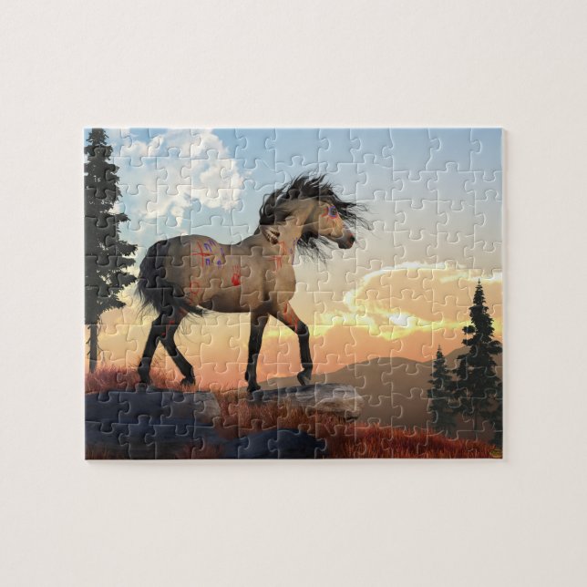 War Horse and Peaceful Dawn Jigsaw Puzzle (Horizontal)