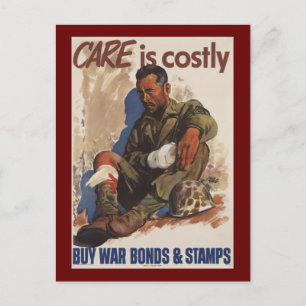 War is Costly WWII Postcard