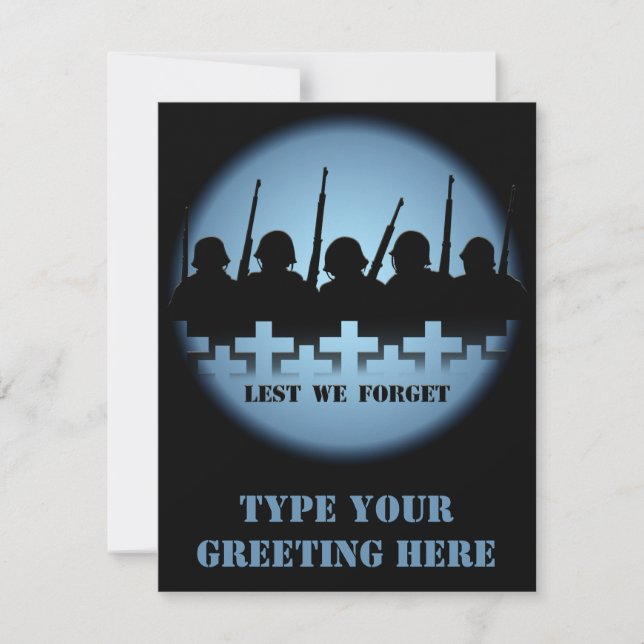 War Memorial Invitations Lest We Forget RSVP Cards (Front)