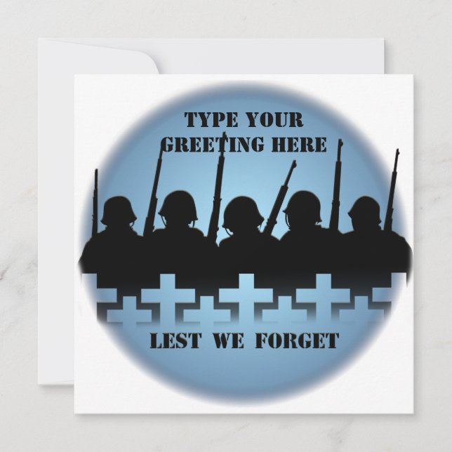 War Memorial Invitations Lest We Forget RSVP Cards (Front)