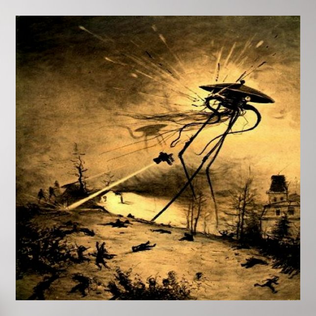 War of The Worlds H G Wells Science Fiction Poster (Front)