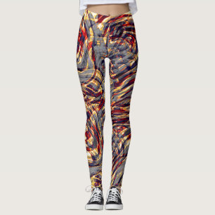 War of yellow ribbons against coral, over grey leggings