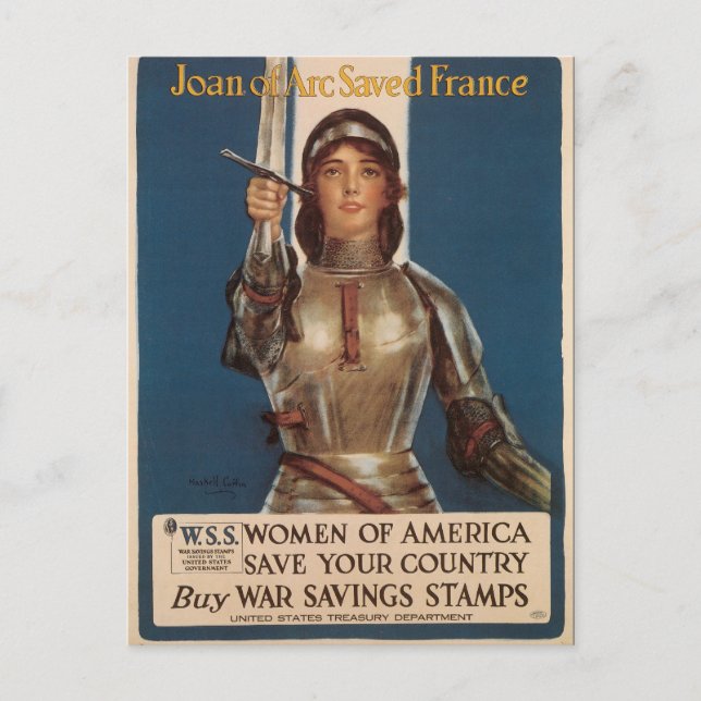 War Postcards, Vintage Joan of Arc Postcard (Front)