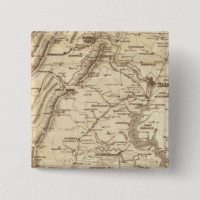 War Telegram Marking Map 2 Inch Square Button (Front)