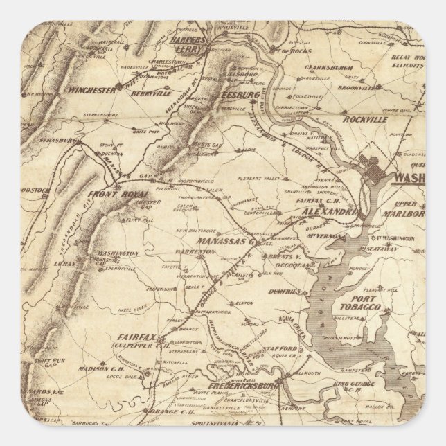 War Telegram Marking Map Square Sticker (Front)