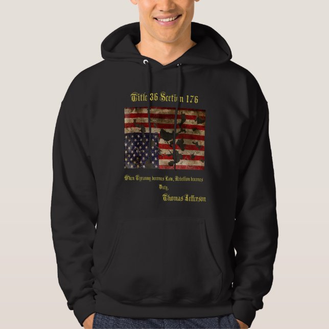 War Torn American Flag Distressed Upside Down Hoodie (Front)