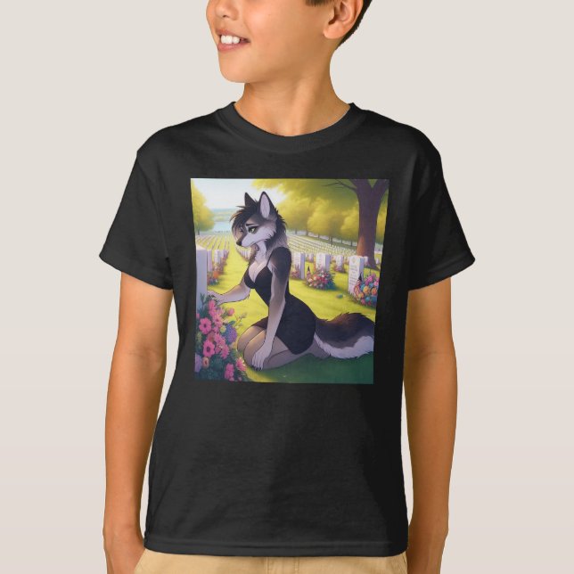 War Widow Wolf  T-Shirt (Front)