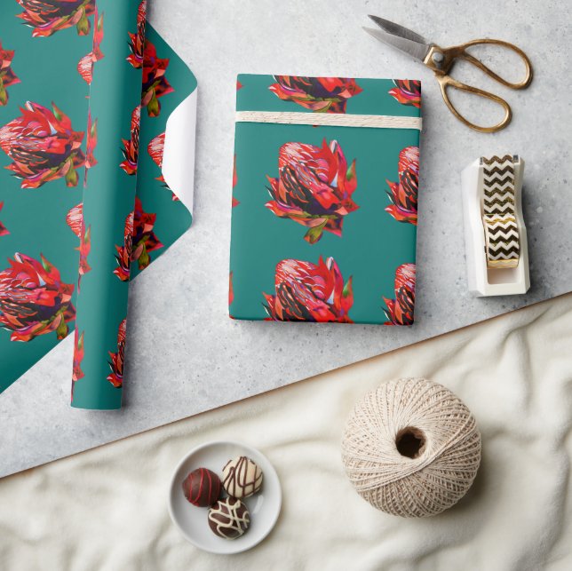 Waratah Australian native flower watercolor Wrapping Paper (Crafts)