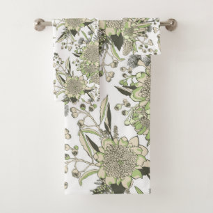 Waratah & Gumnut Eucalyptus - Vert Et Blanc