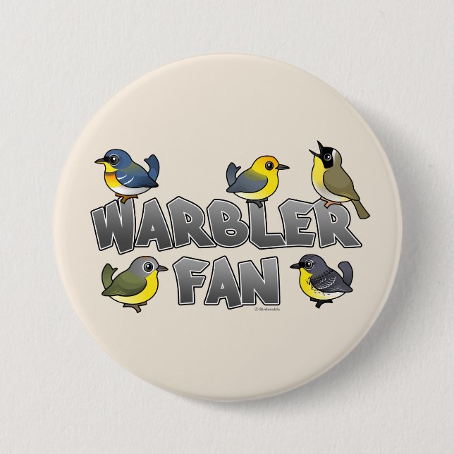 Warbler Fan 3 Inch Round Button (Front)