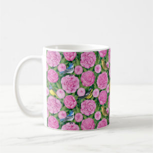warblers and peonies coffee mug