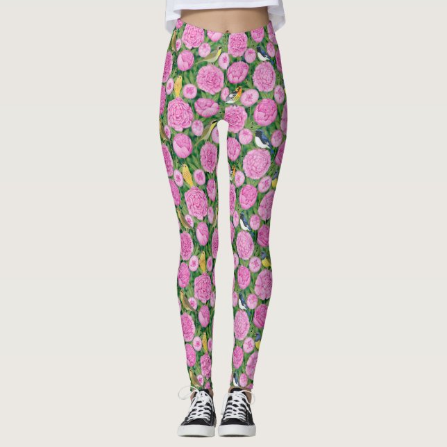 warblers and peonies Tote Bag Leggings (Front)